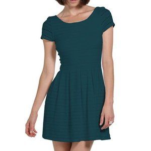 Eight Sixty dark teal eyelet dress